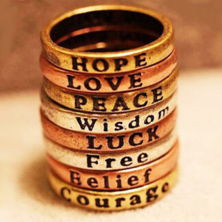 hope love peace wisdom luck free belief courage rings