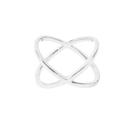 silver x shaped ring