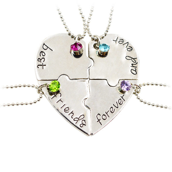 4 Piece Heart Best Friends Forever and Ever Necklaces - Retailite