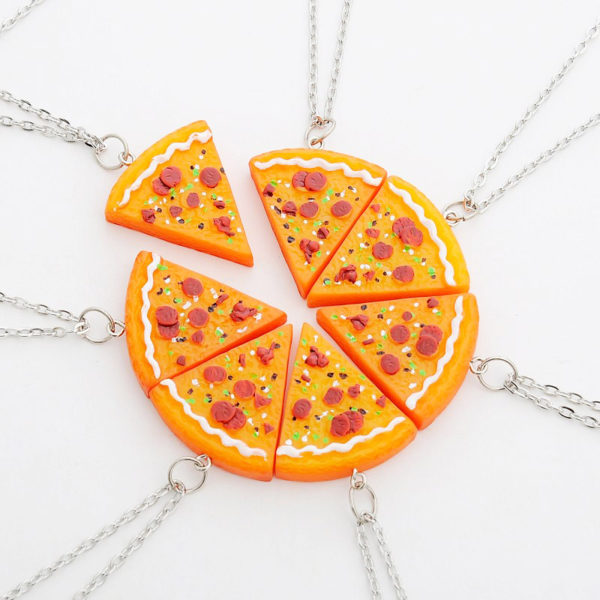 7 Piece BFF Friendship Pizza Necklaces - Retailite