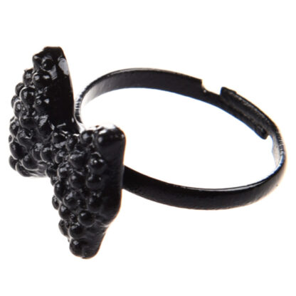black crystal bow tie ring
