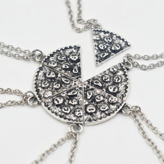 silver 6 piece pizza bff necklace