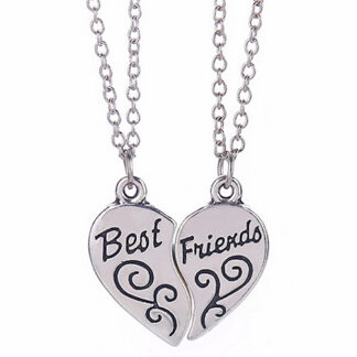 Silver Heart Pendant Best Friends Necklaces