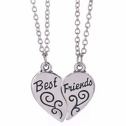 Silver Heart Pendant Best Friends Necklaces