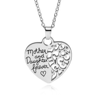 mother and daughter forever silver heart pendant necklace
