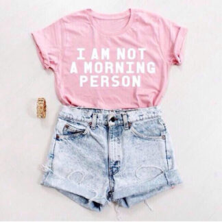 I am not a morning person t-shirt in Pink