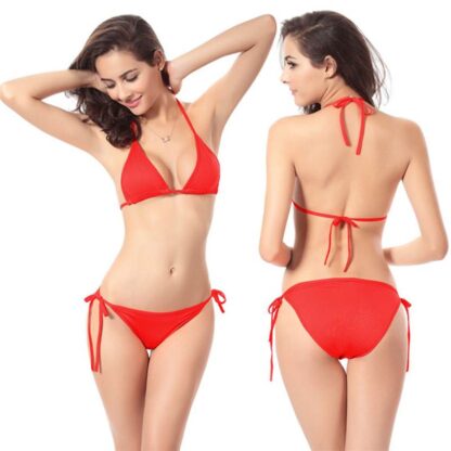 Bright Red Candy Color Push Up Bikini Swimsuit