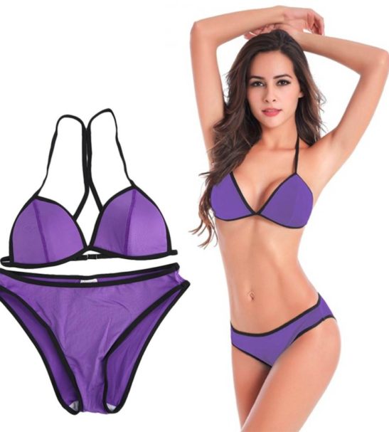 purple and black swimsuit