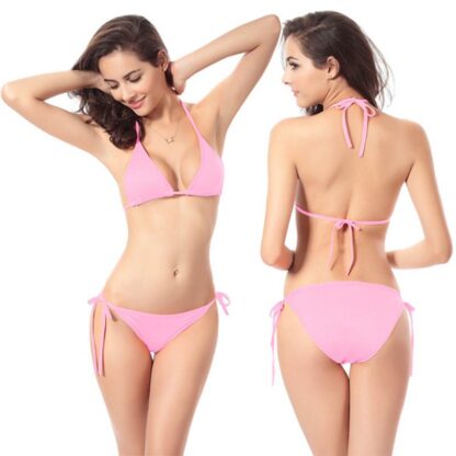 Light Pink Candy Color Push Up Bikini Swimsuit