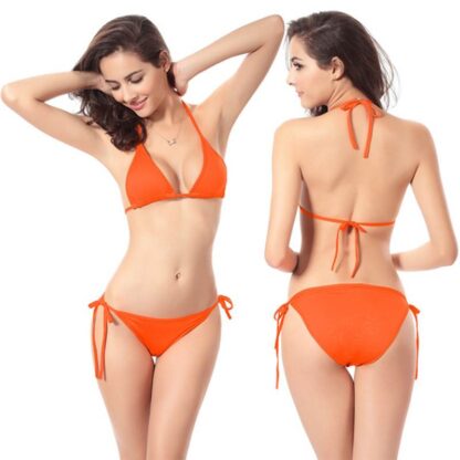 Orange Candy Color Push Up Bikini Swimsuit