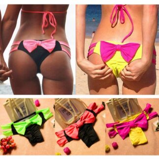 Pink Green and Yellow Women's Bow bikini bottoms