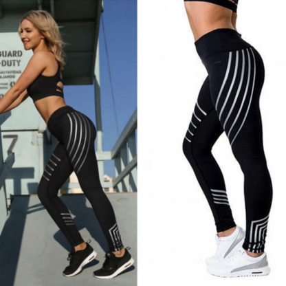 black 5 silver stripe women's yoga pants leggings