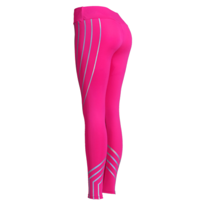 pink 5 metallic striped reflective women's leggings