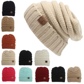 knitted ribbed striped beanies