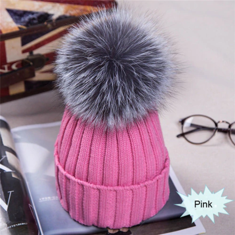 Pom Pom Faux Fur Poofy Ball Beanies - Retailite