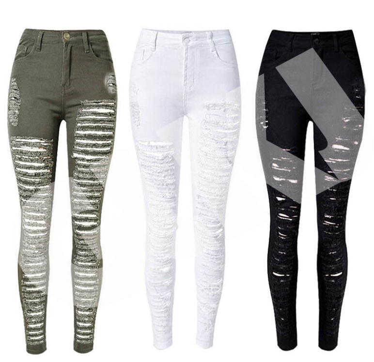 fully ripped jeans womens