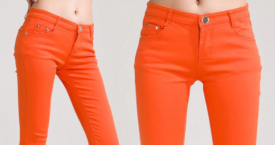 orange skinny jeans