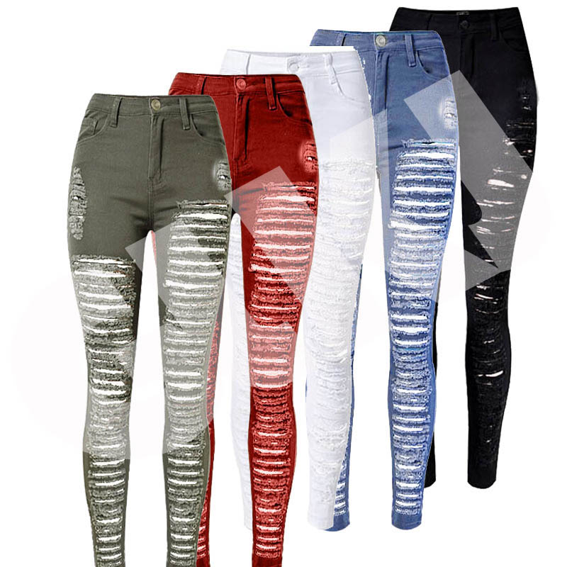 red ripped jeans womens