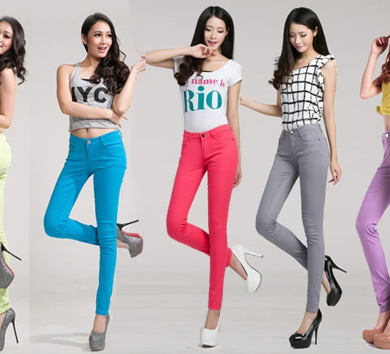 women's colored skinny jeans