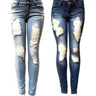 light blue dark blue ripped faded worn frayed women's jeans