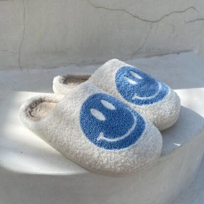 blue smiley face slippers