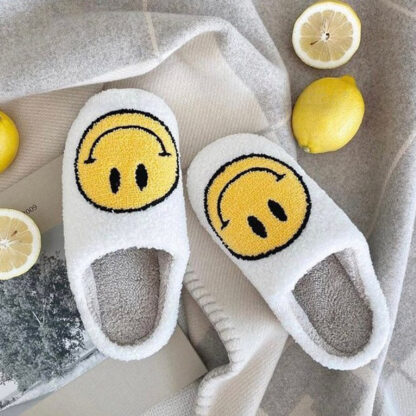 white happy face slippers
