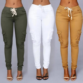 High waist big butt elastic women's jeans with pockets