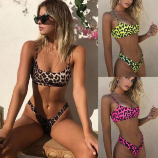 cheetah leopard spot print women's 2 piece swimsuits