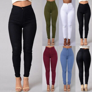 high waisted women's skinny tight jeans in black green white blue red