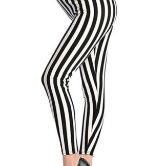 striped leggings yoga pants tights beetlejuice white and black stripes